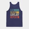 Funny Eat Sleep Lovejoy Repeat Retro Vintage Tank Top Official Cow Anime Merch