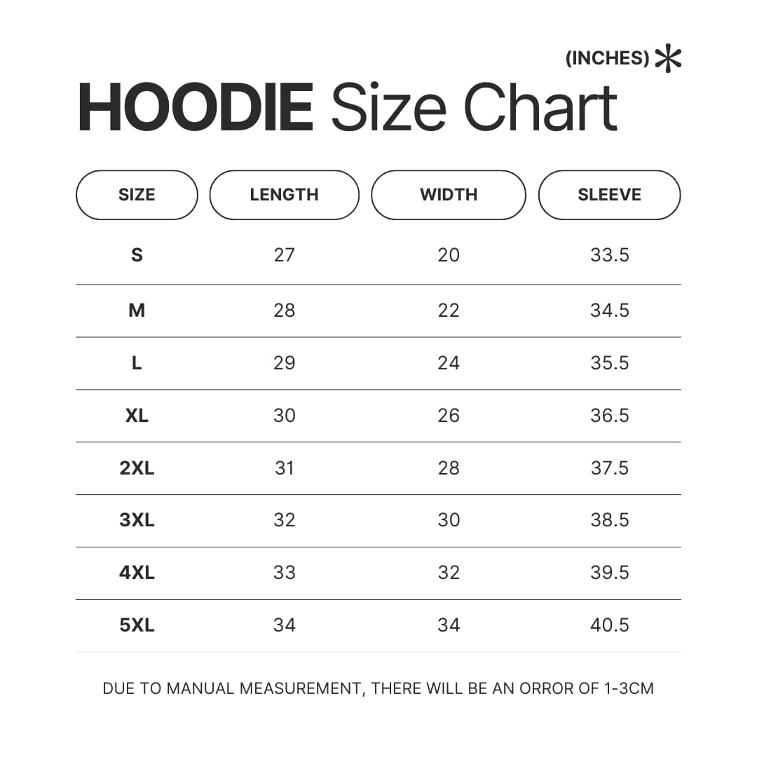 Hoodie Size Chart - Lovejoy Store