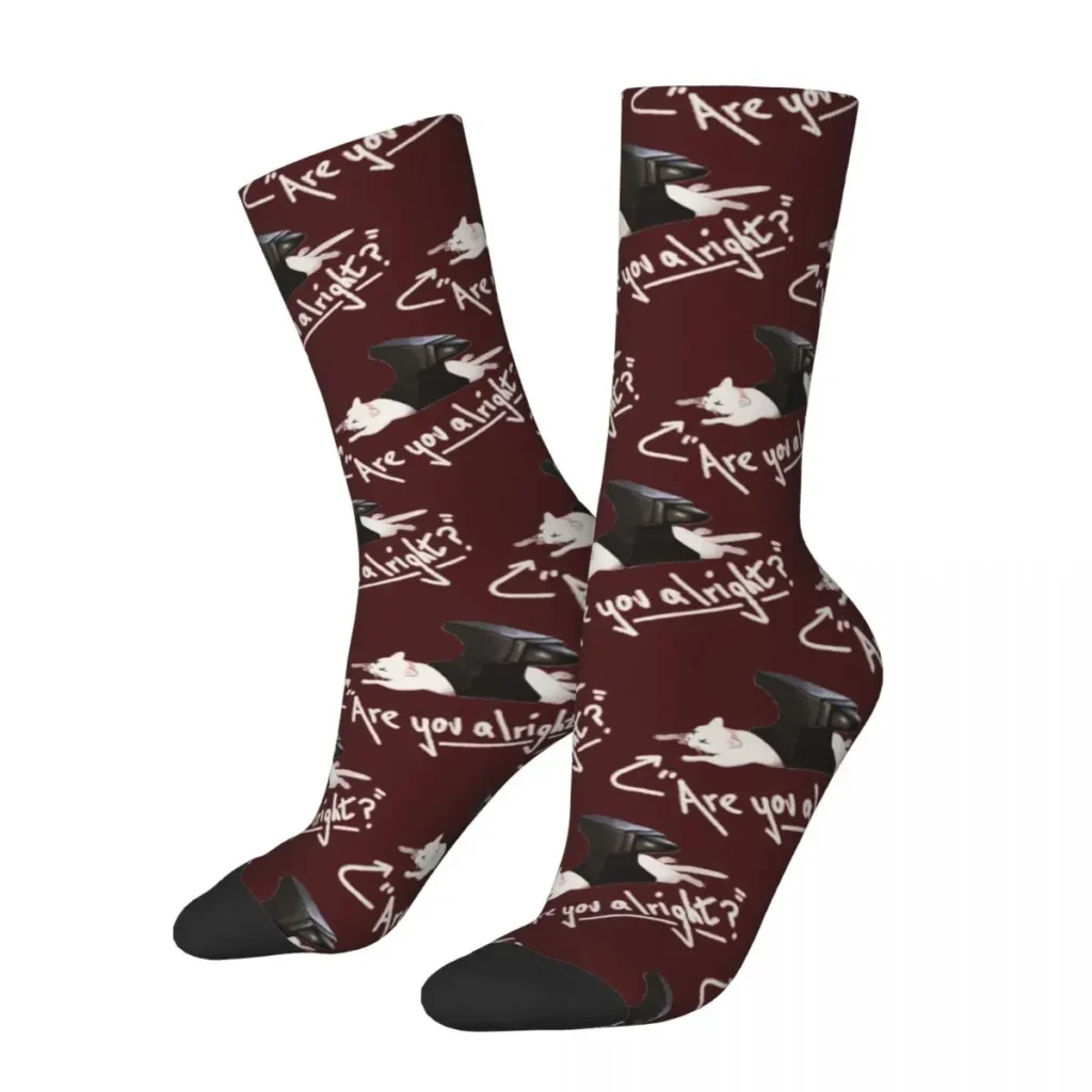 Retro Are You Alright Lovejoy Cat Football Socks Polyester Crew Socks for Unisex Non slip - Lovejoy Store