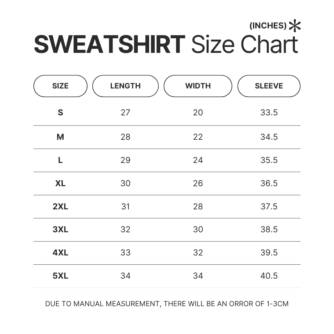 Sweatshirt Size Chart - Lovejoy Store