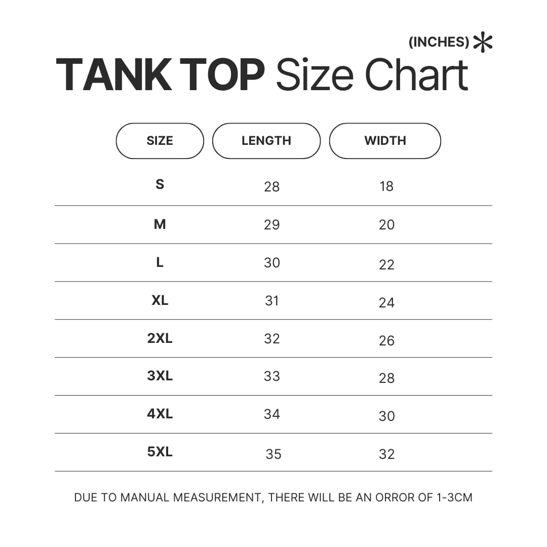 Tank Top Size Chart - Lovejoy Store