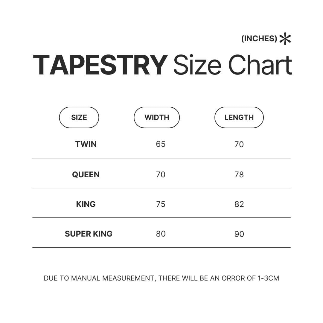 Tapestry Size Chart - Lovejoy Store